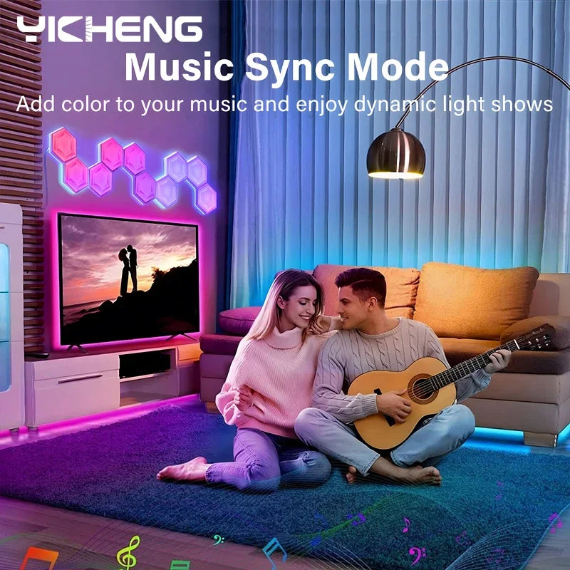 1PCS-20PCS RGBIC WIFI LED Hexagon Indoor Wall Lamp APP Remote Control Night Light Computer Game Room Bedroom Bedside Decoration